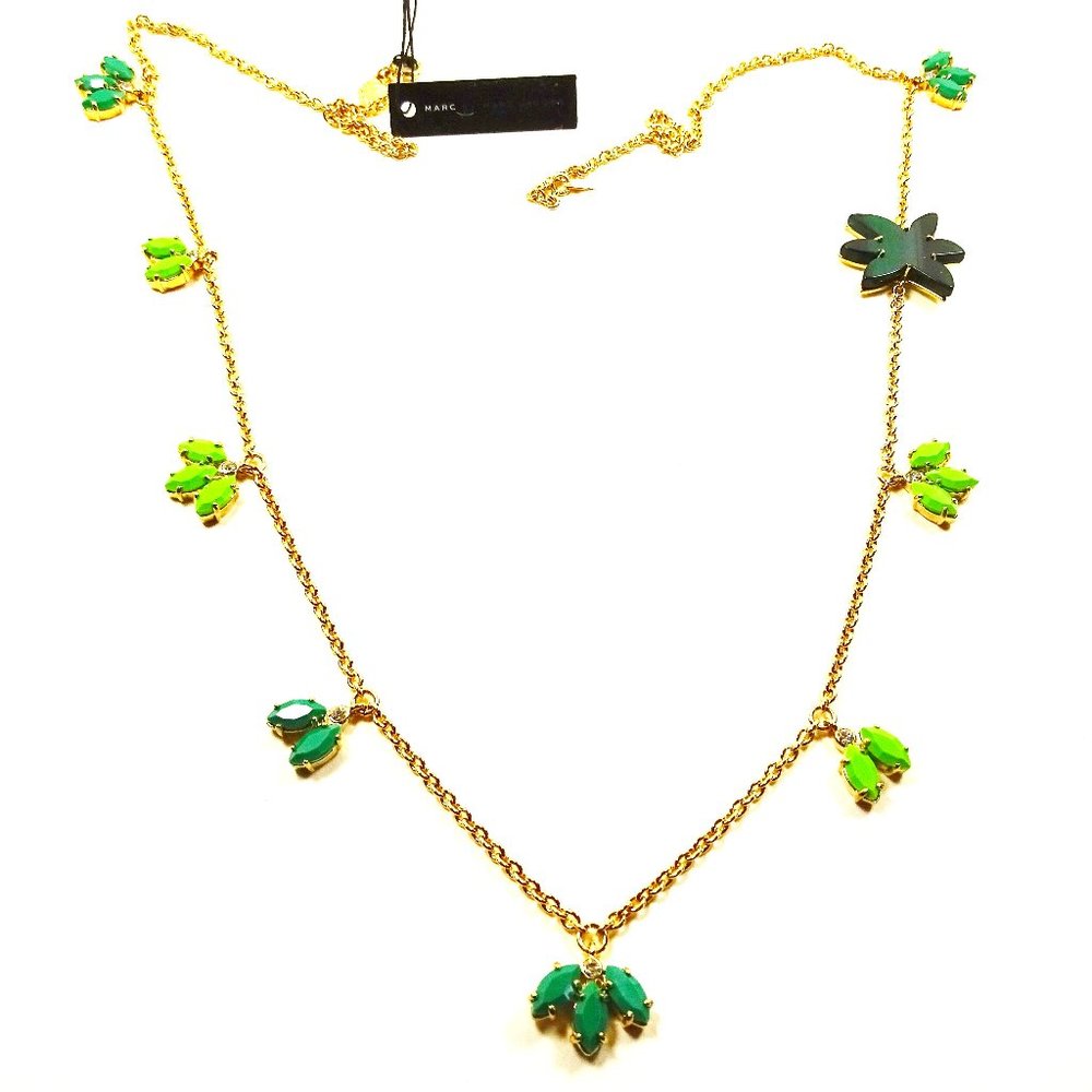 MARC JACOBS NWT YellowGold Plated Malachite Multicolor Charms Necklace